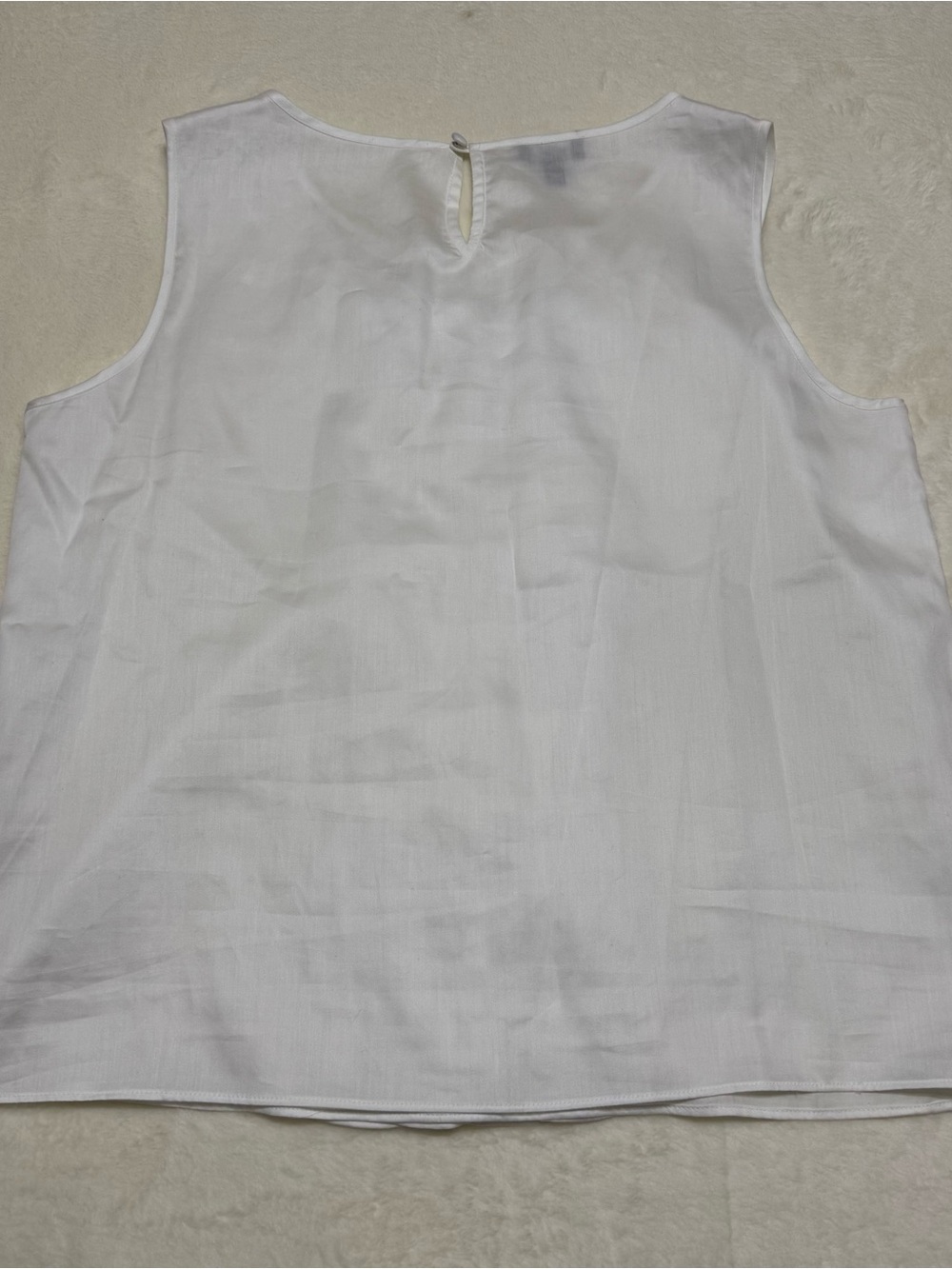 TALBOTS Women's Lightweight Stretch Cotton Tank Top Front Ruffle White Size 8p - Picture 3 of 6